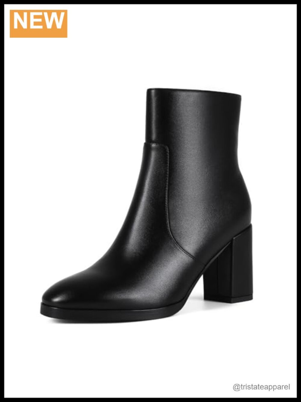 Women's Chunky Block Heel Ankle Boots Side Zip Round Toe Faux Leather